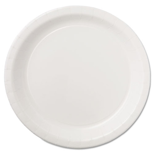 Coated Paper Dinnerware, Plate, 9", White, 50/pack, 10 Packs/carton