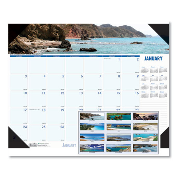 Recycled Coastlines Photographic Monthly Desk Pad Calendar, 22 X 17, 2021