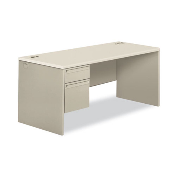 38000 Series Single Pedestal Desk, Left, 66w X 30d X 30h, Silver Mesh/light Gray