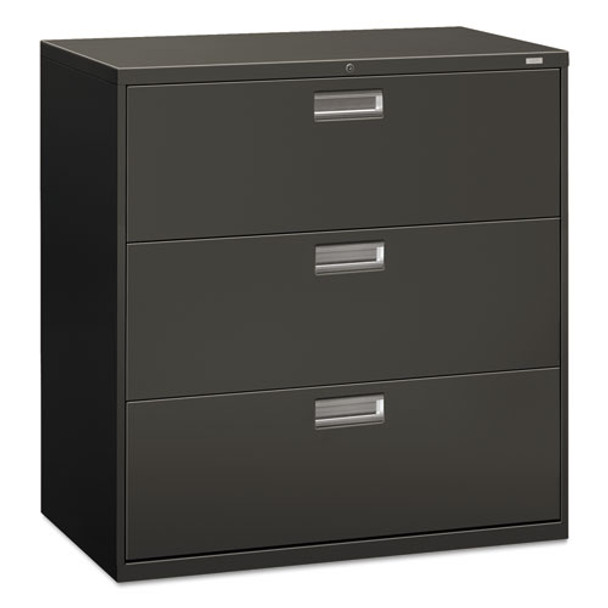 600 Series Three-drawer Lateral File, 42w X 18d X 39.13h, Charcoal