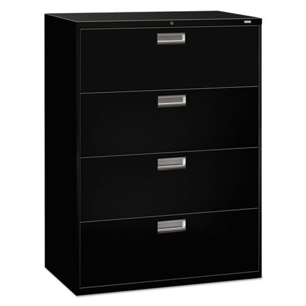 600 Series Four-drawer Lateral File, 42w X 18d X 52.5h, Black