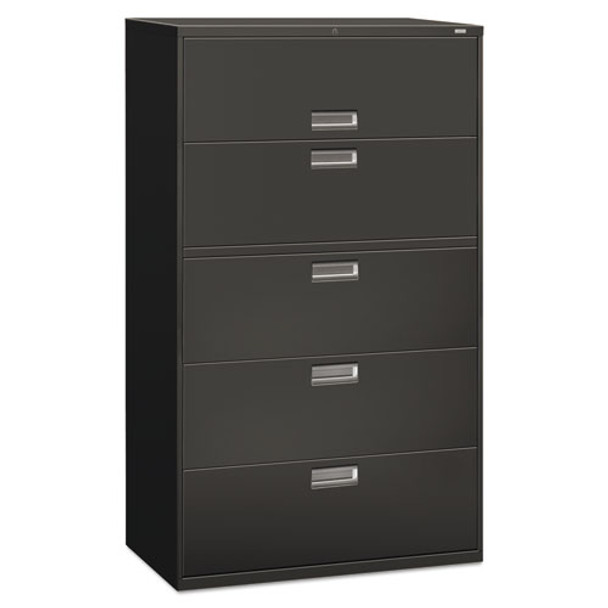 600 Series Five-drawer Lateral File, 42w X 18d X 64.25h, Charcoal