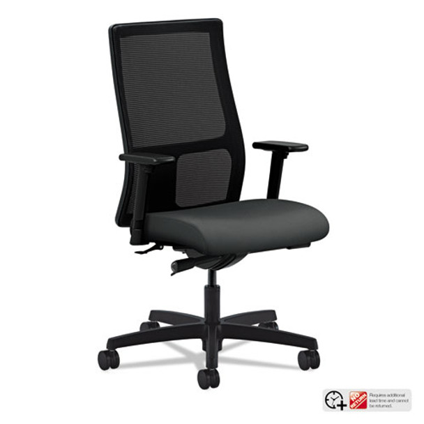 Ignition Series Mesh Mid-back Work Chair, Supports Up To 300 Lbs., Iron Ore Seat/black Back, Black Base