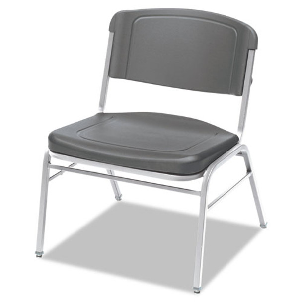 Rough 'n Ready Big And Tall Stack Chair, Charcoal Seat/charcoal Back, Silver Base, 4/carton