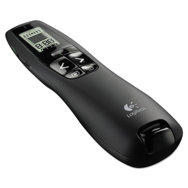 R800 Wireless Laser Presentation Remote W/lcd Display, 100 Ft Range, Matte Black