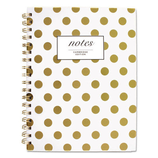 Gold Dots Hardcover Notebook, 1 Subject, Wide/legal Rule, White/gold Dots Cover, 9.5 X 7, 80 Sheets