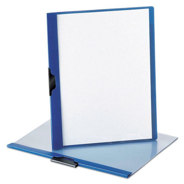 No-punch Report Cover, Letter, Clip Holds 30 Pages, Clear/blue