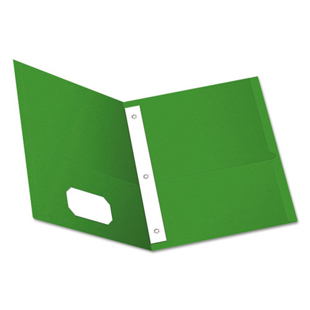 Twin-pocket Folders With 3 Fasteners, Letter, 1/2" Capacity, Green, 25/box - IVSOXF57703