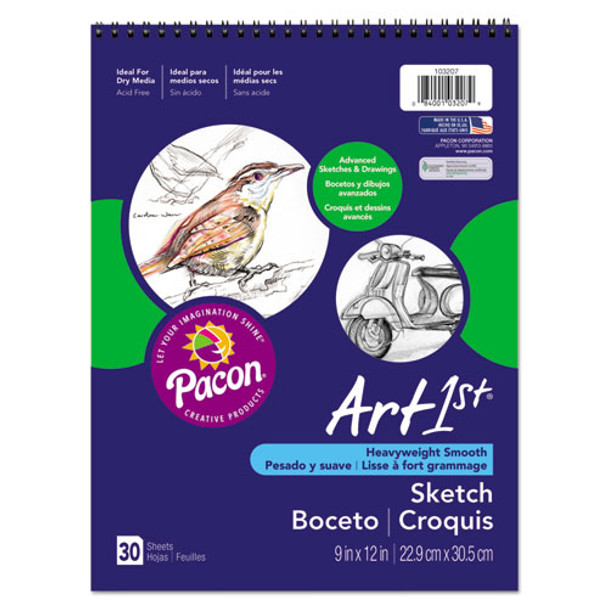 Art1st Artist's Sketch Book, 80 Lb, 9 X 12, White, 30 Sheets