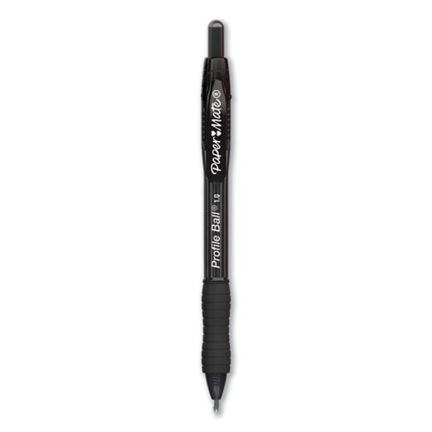 Profile Retractable Ballpoint Pen, Bold 1 Mm, Black Ink/barrel, Dozen