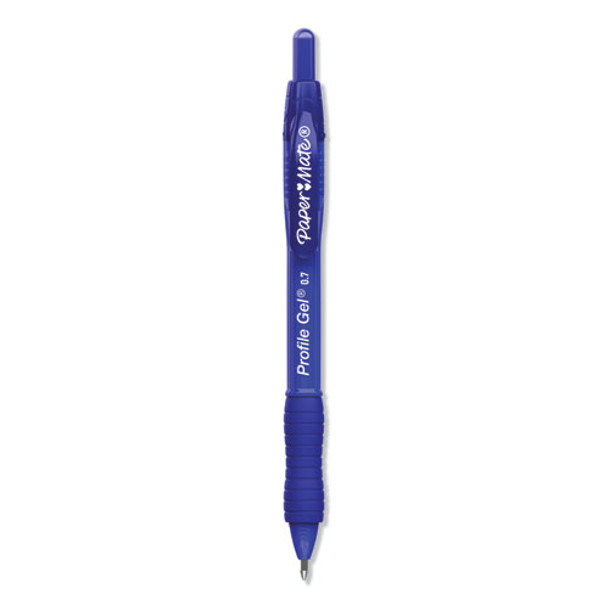 Profile Retractable Gel Pen, Medium 0.7 Mm, Blue Ink, Translucent Blue Barrel, Dozen