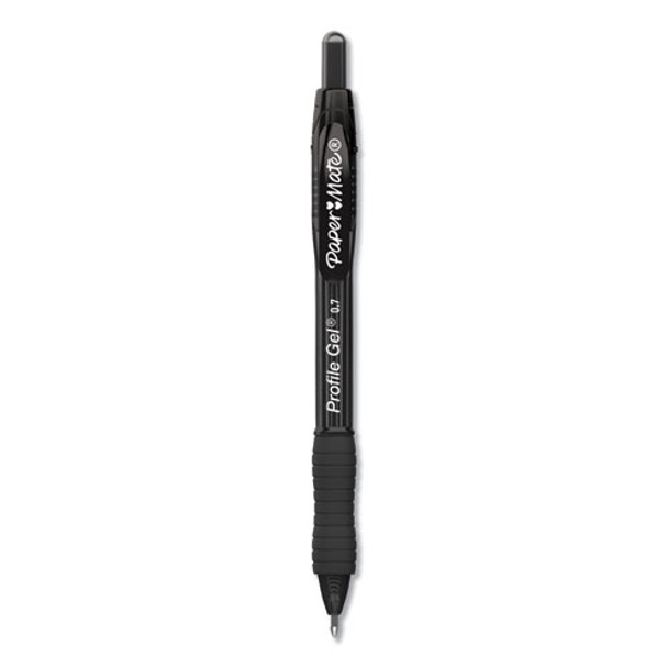 Profile Retractable Gel Pen, Medium 0.7 Mm, Black Ink, Translucent Black Barrel, Dozen