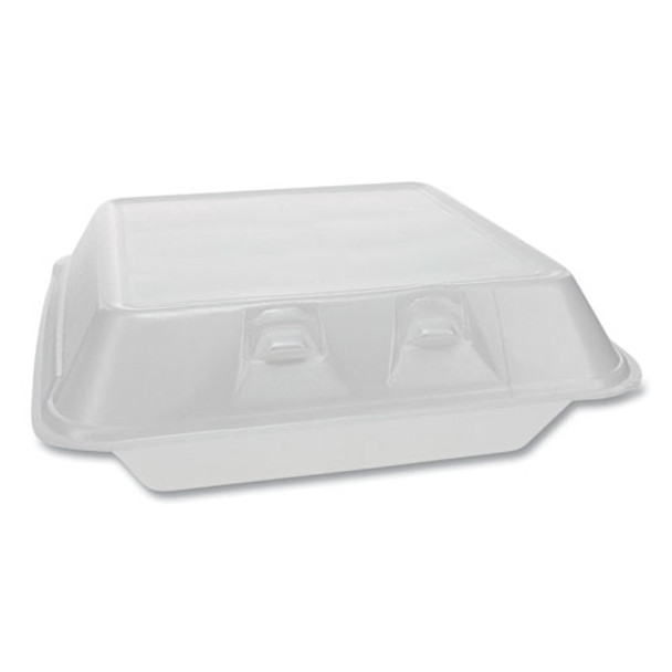 Smartlock Foam Hinged Containers, Large, 9 X 9.13 X 3.25, 1-compartment, White, 150/carton