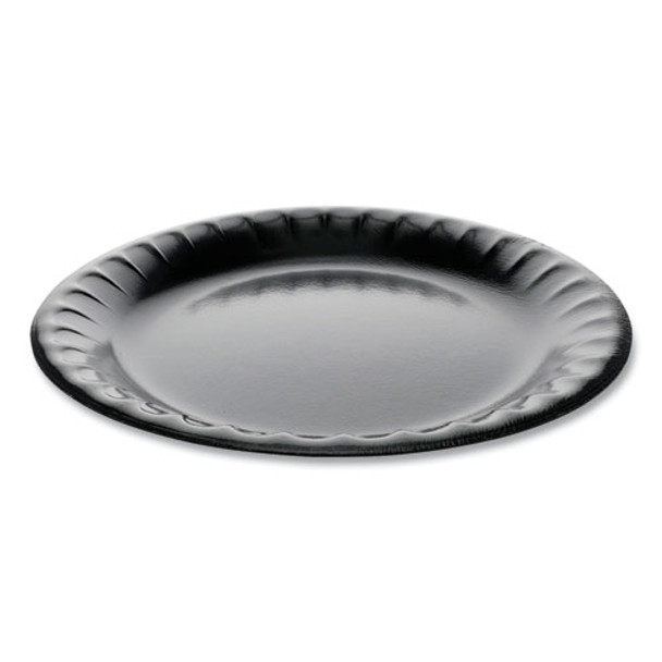 Laminated Foam Dinnerware, Plate, 9" Diameter, Black, 500/carton