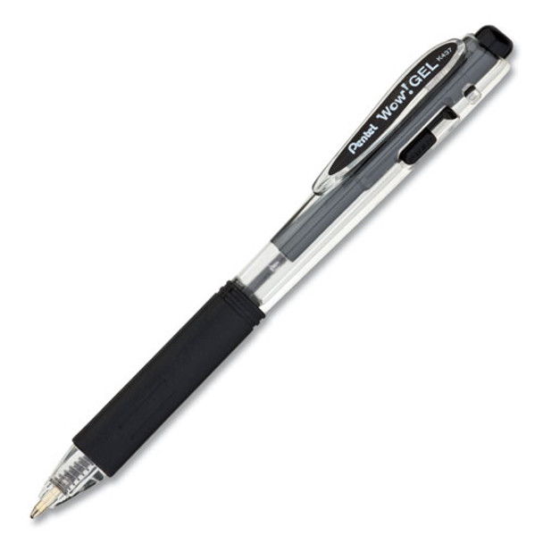 Wow! Retractable Gel Pen, Medium 0.7 Mm, Black Ink, Clear/black Barrel, Dozen