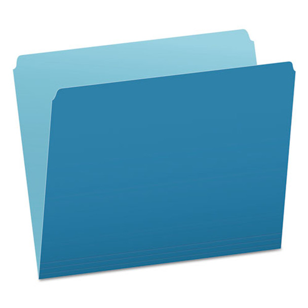 Colored File Folders, Straight Tab, Letter Size, Blue/light Blue, 100/box