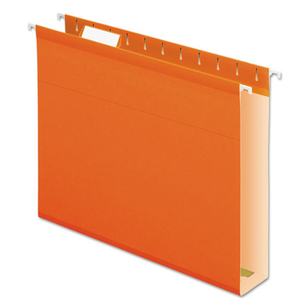 Extra Capacity Reinforced Hanging File Folders With Box Bottom, Letter Size, 1/5-cut Tab, Orange, 25/box