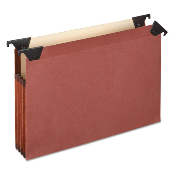 Premium Expanding Hanging File Pockets With Swing Hooks And Dividers, Letter Size, 1/3-cut Tab, Brown, 5/box