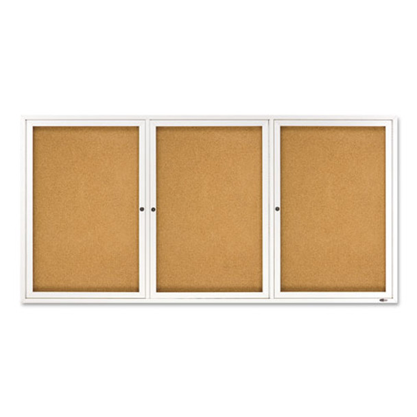 Enclosed Bulletin Board, Natural Cork/fiberboard, 72 X 36, Silver Aluminum Frame