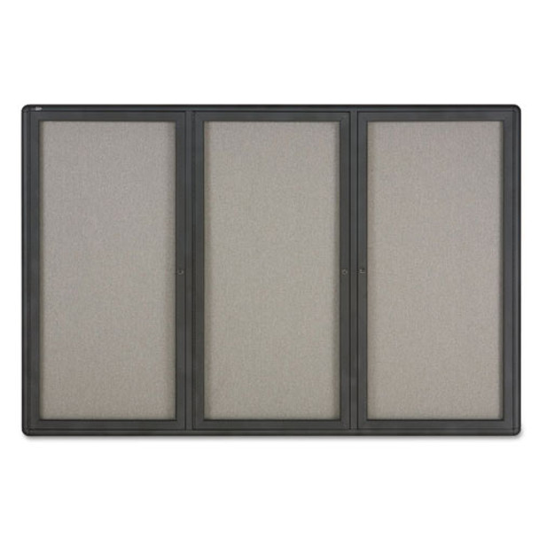 Enclosed Fabric-cork Board, 72 X 48, Gray Surface, Graphite Aluminum Frame