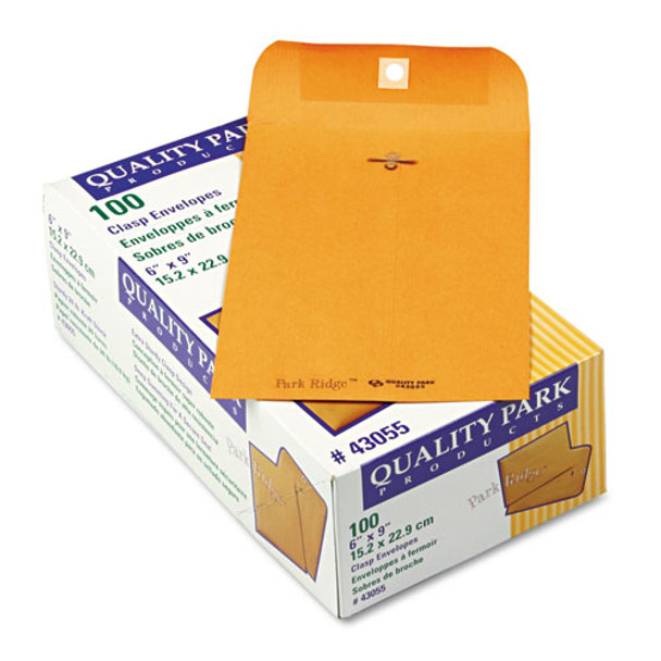 Park Ridge Kraft Clasp Envelope, #55, Cheese Blade Flap, Clasp/gummed Closure, 6 X 9, Brown Kraft, 100/box