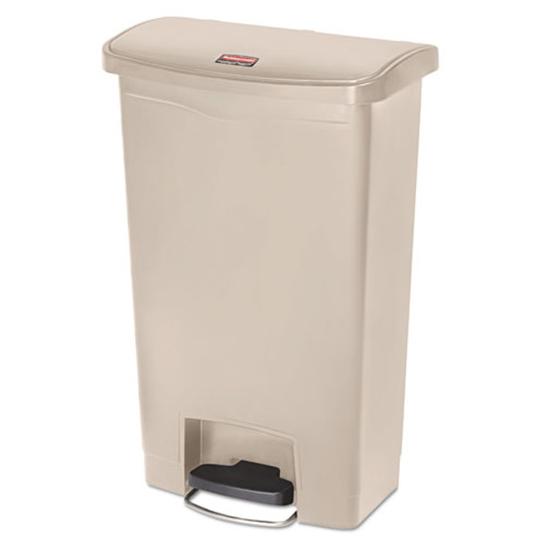 Slim Jim Resin Step-on Container, Front Step Style, 13 Gal, Beige