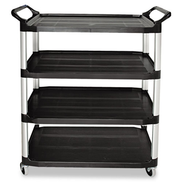 Open Sided Utility Cart, Four-shelf, 40.63w X 20d X 51h, Black