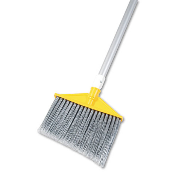 Angled Large Brooms, Poly Bristles, 48 7/8" Aluminum Handle, Silver/gray