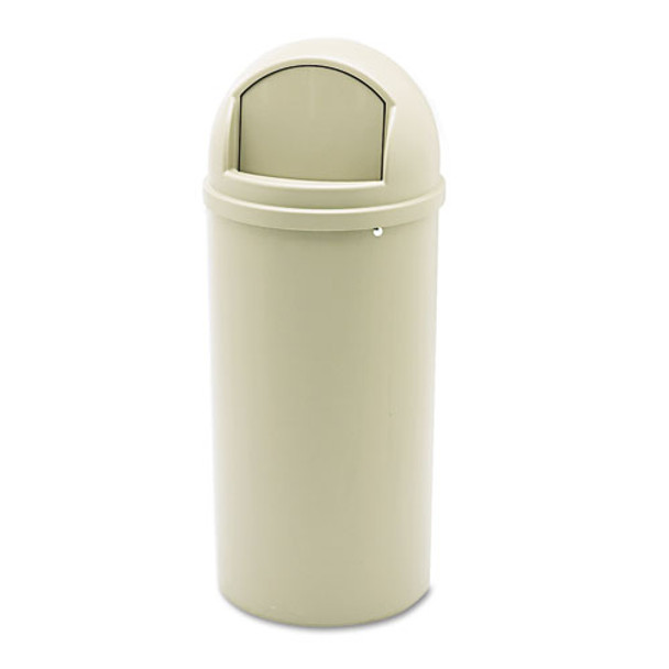 Marshal Classic Container, Round, Polyethylene, 15 Gal, Beige
