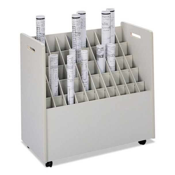 Laminate Mobile Roll Files, 50 Compartments, 30.25w X 15.75d X 29.25h, Putty