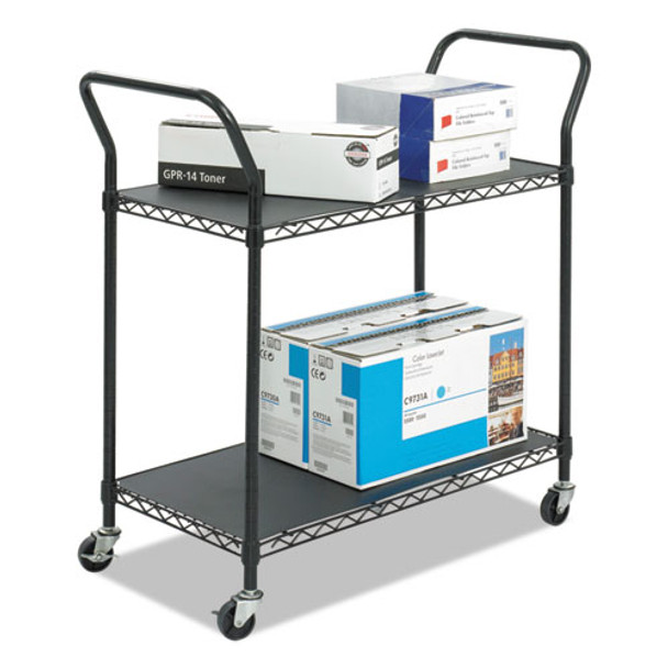 Wire Utility Cart, Two-shelf, 43.75w X 19.25d X 40.5h, Black