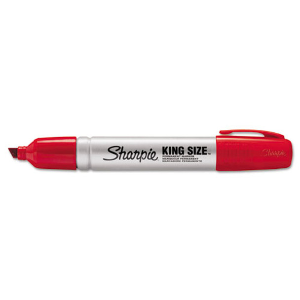 King Size Permanent Marker, Broad Chisel Tip, Red, Dozen