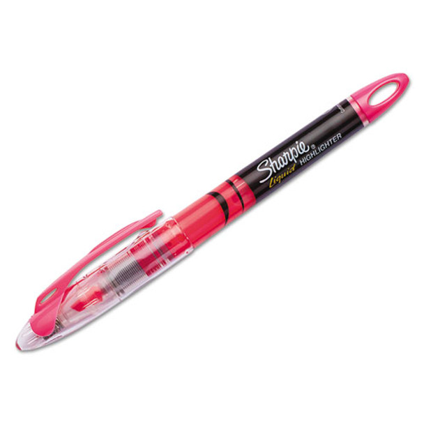 Liquid Pen Style Highlighters, Chisel Tip, Fluorescent Pink, Dozen