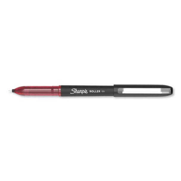 Roller Ball Stick Pen, Fine 0.5 Mm, Red Ink/barrel, Dozen