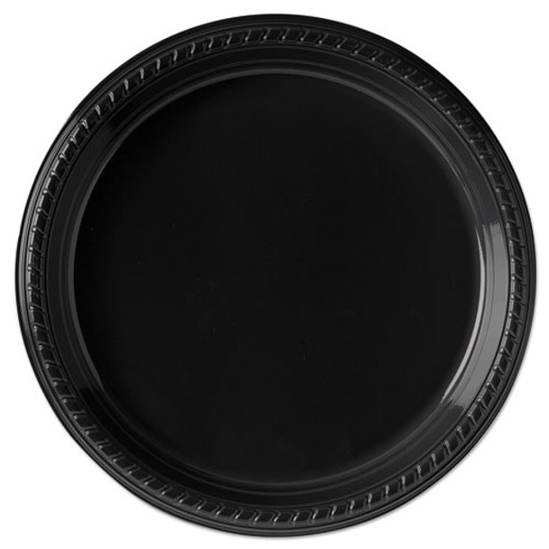 Party Plastic Plates, 10 1/4", Black, 500/carton