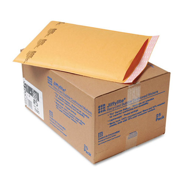 Jiffylite Self-seal Bubble Mailer, #5, Barrier Bubble Lining, Self-adhesive Closure, 10.5 X 16, Golden Brown Kraft, 25/carton