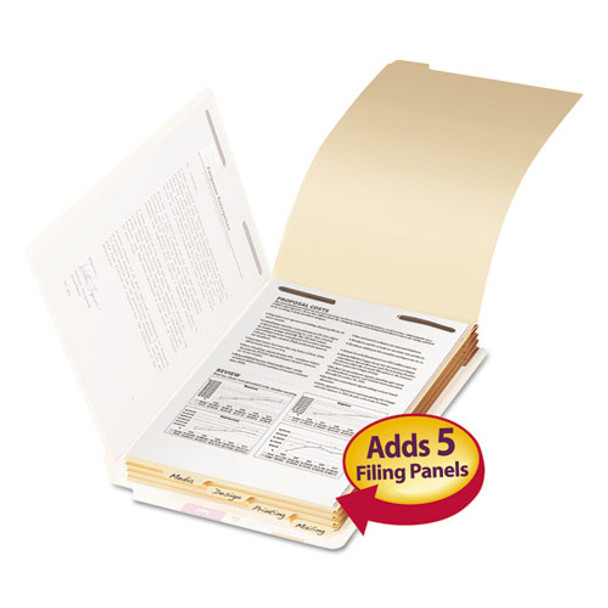 Stackable Folder Dividers W/ Fasteners, 1/5-cut End Tab, Legal Size, Manila, 50/pack