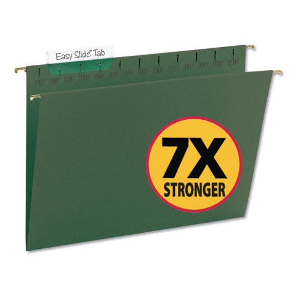 Tuff Hanging Folders With Easy Slide Tab, Letter Size, 1/3-cut Tab, Standard Green, 20/box