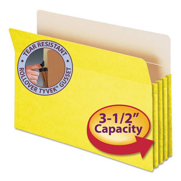 Colored File Pockets, 3.5" Expansion, Legal Size, Yellow