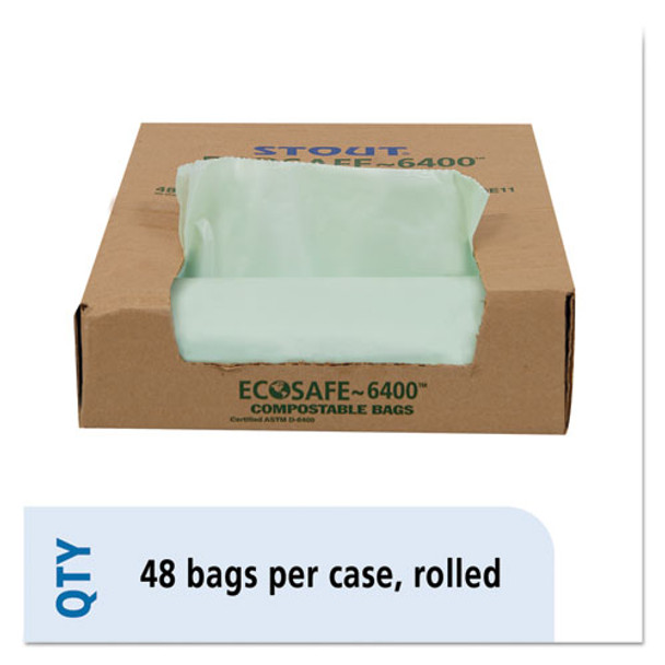 Ecosafe-6400 Bags, 30 Gal, 1.1 Mil, 30" X 39", Green, 48/box