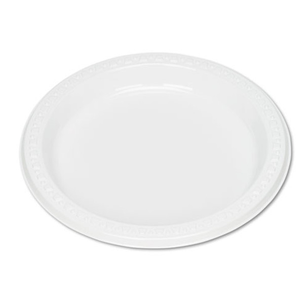 Plastic Dinnerware, Plates, 7" Dia, White, 125/pack