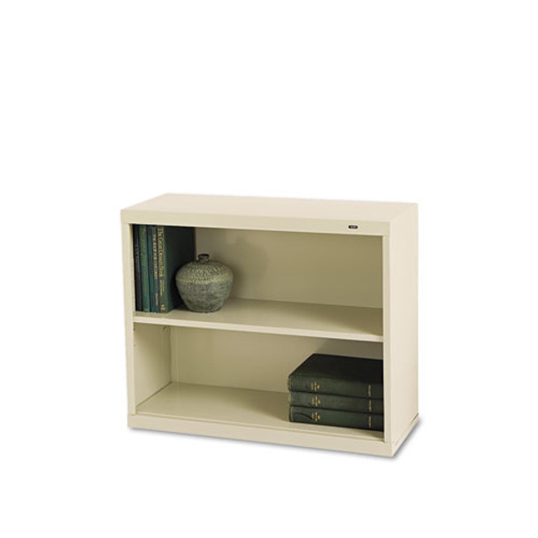 Metal Bookcase, Two-shelf, 34-1/2w X 13-1/2d X 28h, Putty