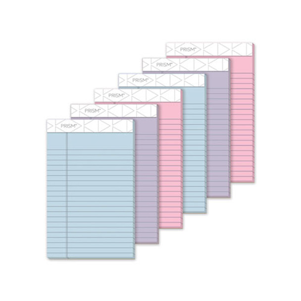 Prism + Writing Pads, Narrow Rule, 5 X 8, Assorted Pastel Sheet Colors, 50 Sheets, 6/pack