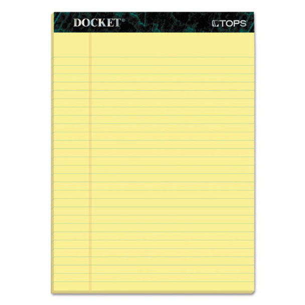 Docket Ruled Perforated Pads, Wide/legal Rule, 8.5 X 11.75, Canary, 50 Sheets, 12/pack