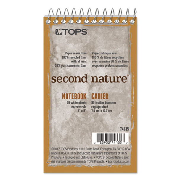 Second Nature Single Subject Wirebound Notebooks, 1 Subject, Narrow Rule, Randomly Assorted Color Covers, 3 X 5, 50 Sheets