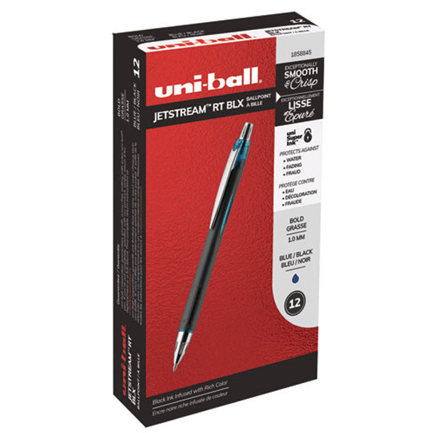 Jetstream Retractable Ballpoint Pen, 1mm, Blue-black Ink, Black Barrel