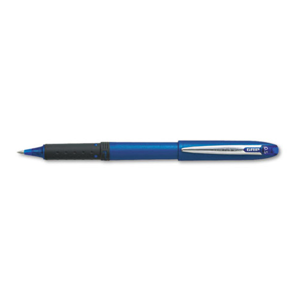 Grip Stick Roller Ball Pen, Micro 0.5mm, Blue Ink/barrel, Dozen