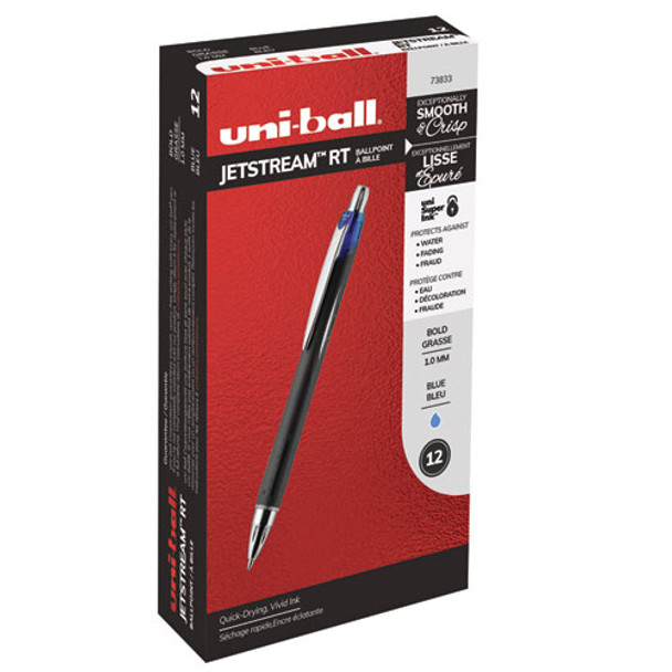 Jetstream Retractable Ballpoint Pen, Bold 1mm, Blue Ink, Black Barrel