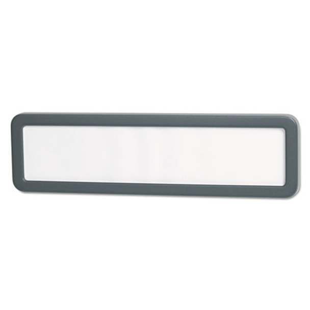 Recycled Cubicle Nameplate With Rounded Corners, 9 X 2 1/2, Charcoal
