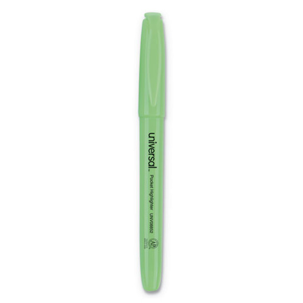 Pocket Highlighters, Chisel Tip, Fluorescent Green, Dozen